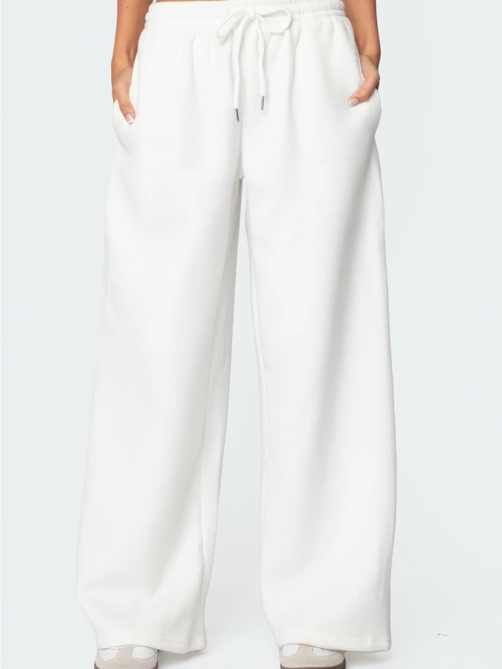 Edikted wide leg white sweatpants